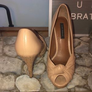 Zara pumps tan with cork heel size 38